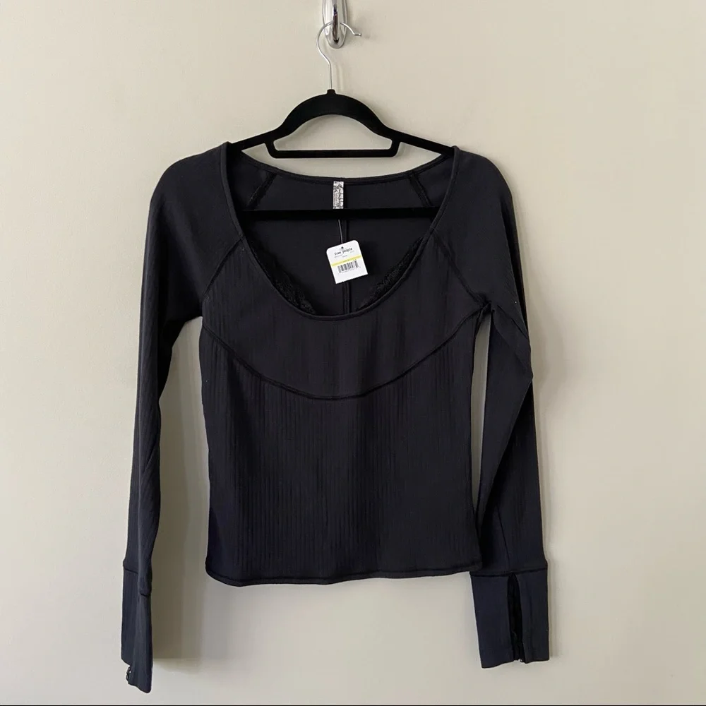 NWT-Free People Lace Layering Long Sleeve Top - Picture 2 of 11